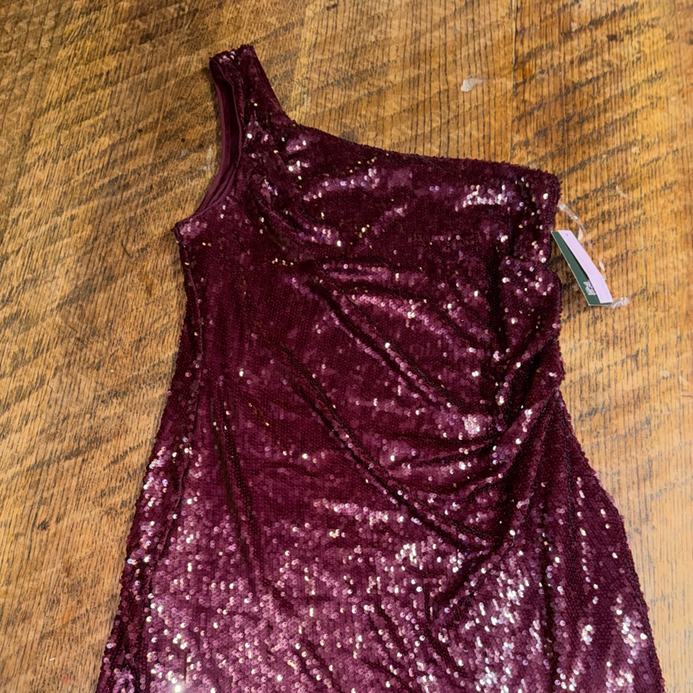 Wild Fable NWT XL Burgundy Sequin One-Shoulder Midi Dress - Picture 7 of 11